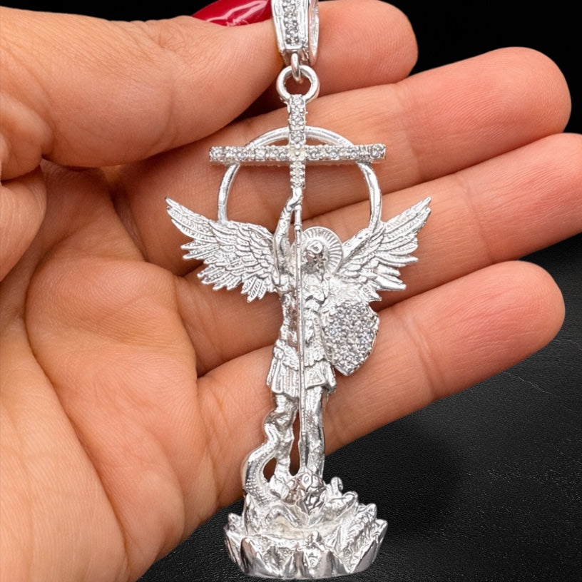 St. Michael the Archangel Pendant 1.5” 925 Mexican Silver