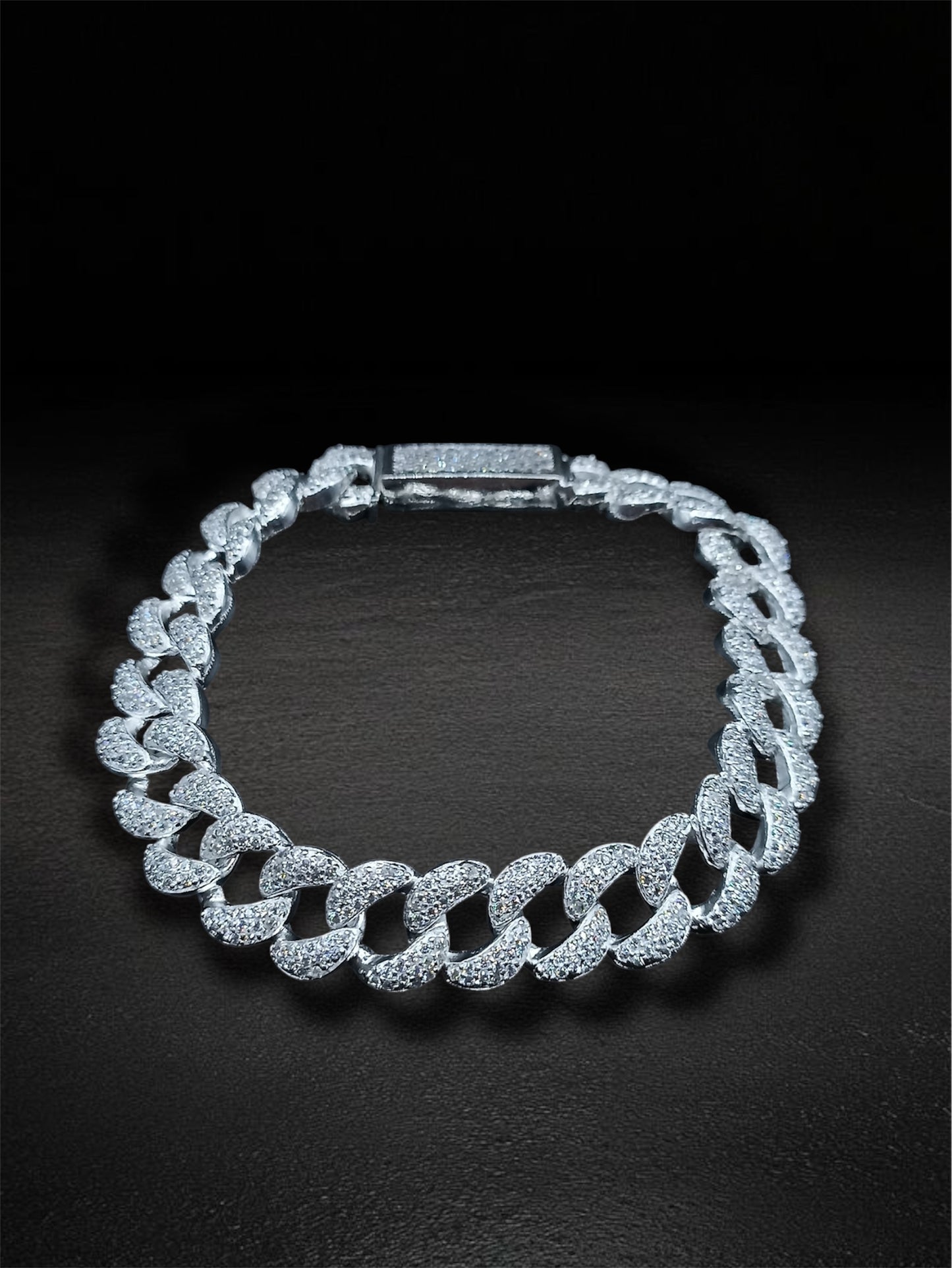 Pulso Eslabón Redondo Zirconia Plata 925