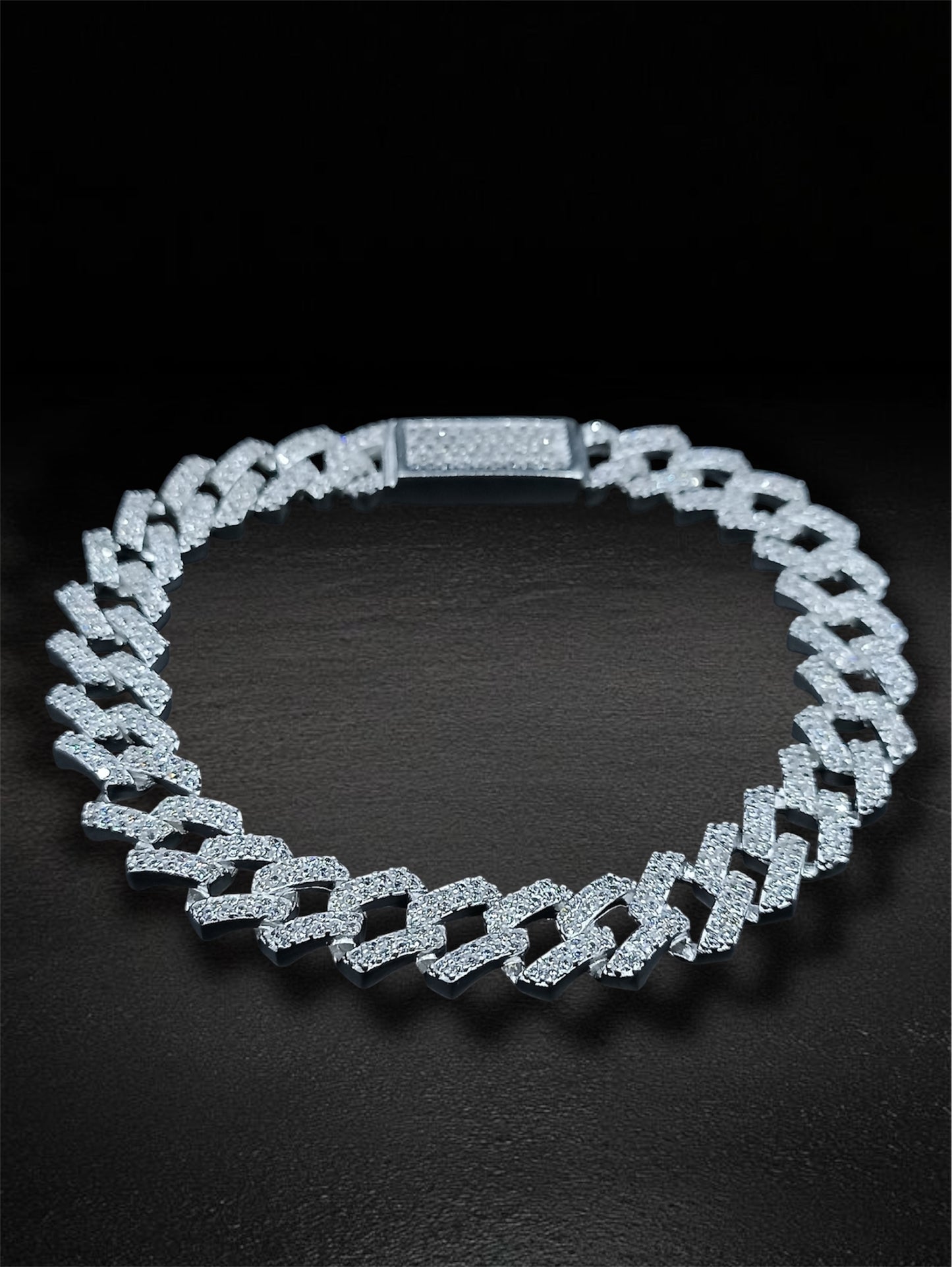 Pulso Eslabón Cuadrado Zirconia Plata 925