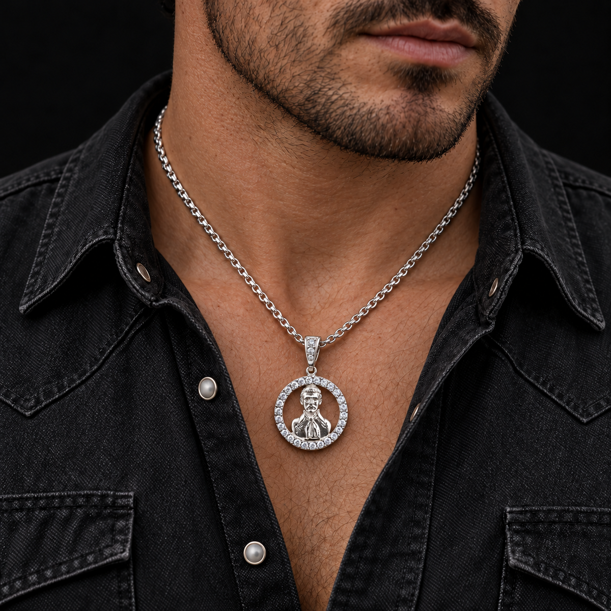 Dije de Jesús Malverde Plata 925