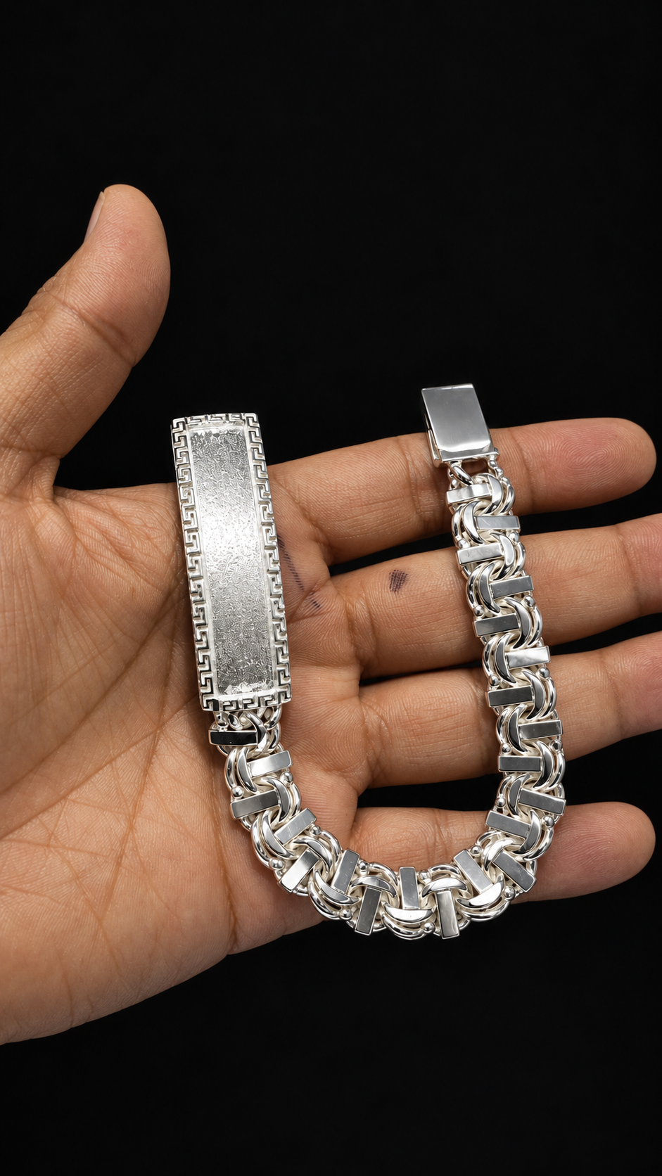 Esclava Tejido Chino Escalera Greco Plata 925