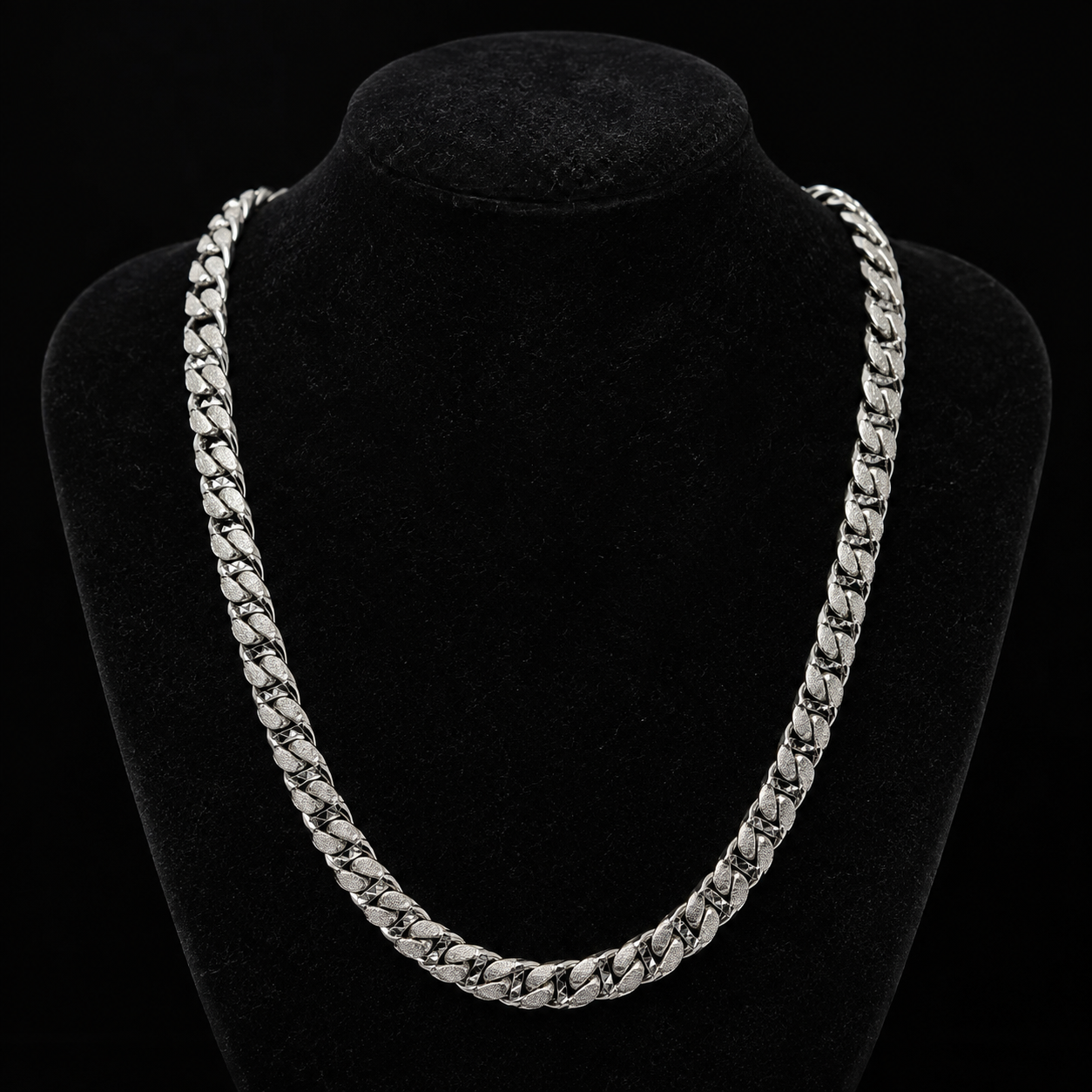 Cadena Cubana Diseño Escalera Hecha a Mano Plata 925