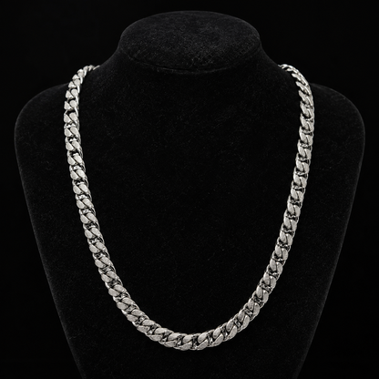 Cadena Cubana Diseño Escalera Hecha a Mano Plata 925