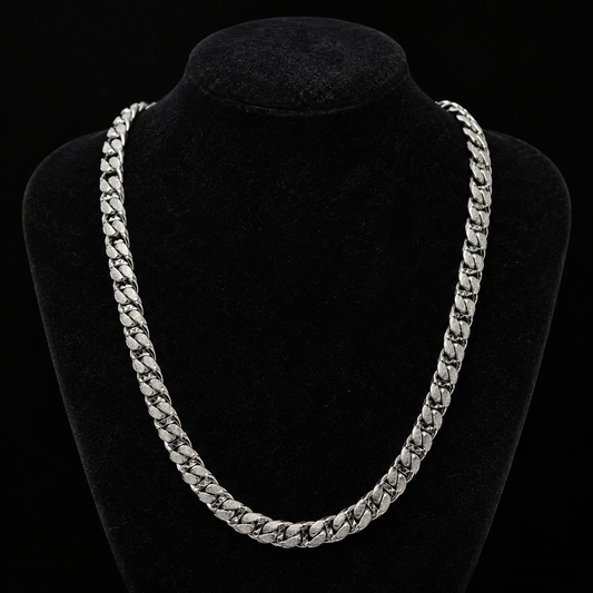 Cadena Cubana Diseño Escalera Hecha a Mano Plata 925