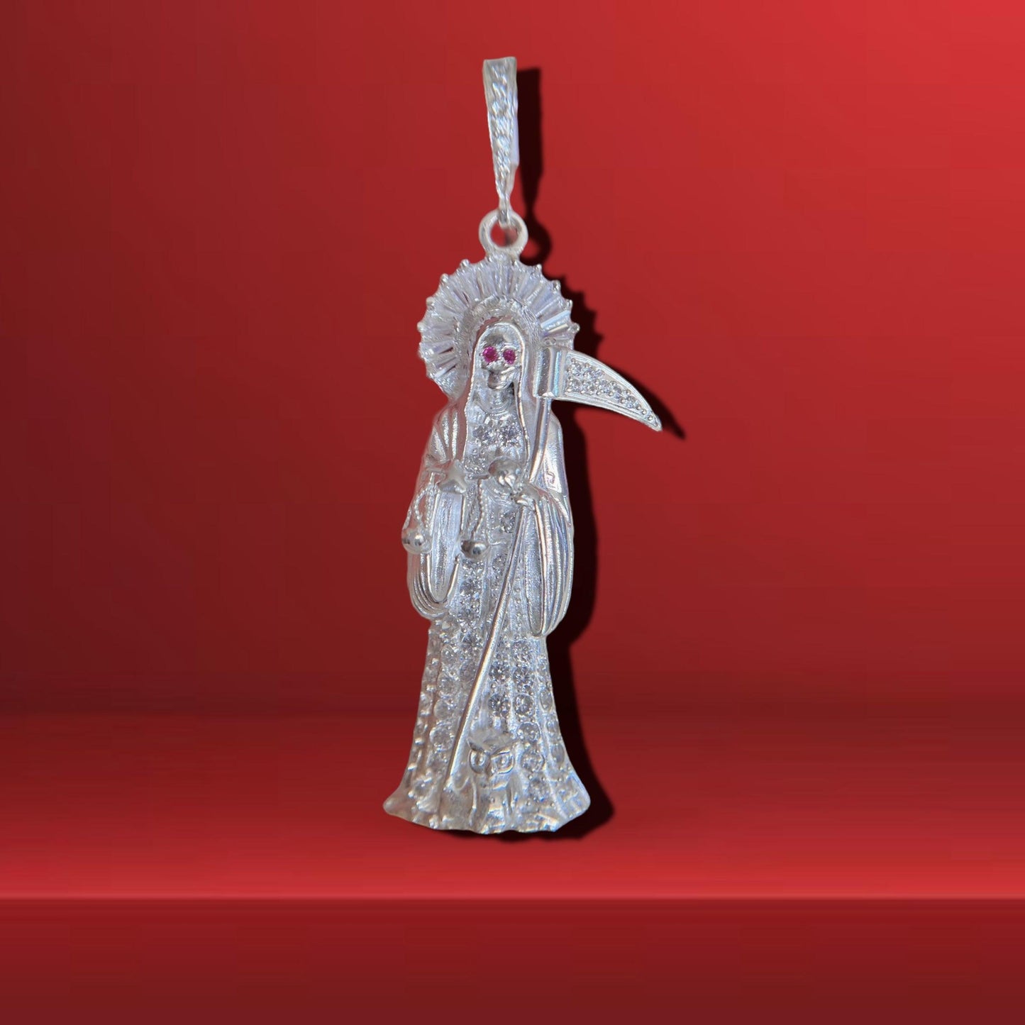 Dije Santa Muerte Circonia 2.7”-DIJES VARIOS-MEXA JEWELRY-[PLATA925]-[Platamexicana]-[Joyeriamexicana]-MEXA JEWELRY