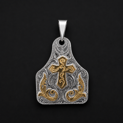 Dije Cruz Grabado Vaquero Plata 925 Plata 925 mexicana - MEXA Jewelry