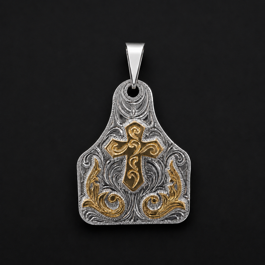 Dije Cruz Grabado Vaquero Plata 925 Plata 925 mexicana - MEXA Jewelry