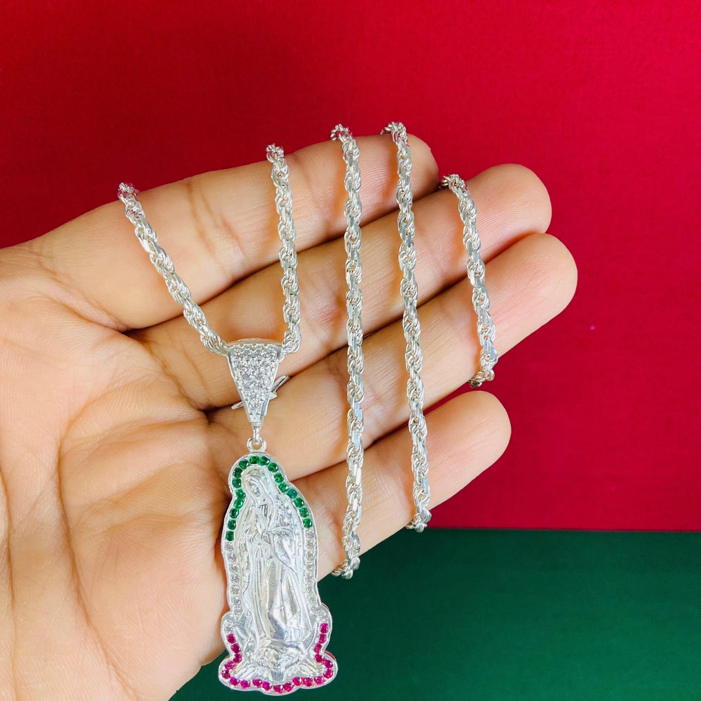 Cadena Torsal con Virgen de Guadalupe-CADENAS CON DIJE-MEXA JEWELRY-[PLATA925]-[Platamexicana]-[Joyeriamexicana]-MEXA JEWELRY