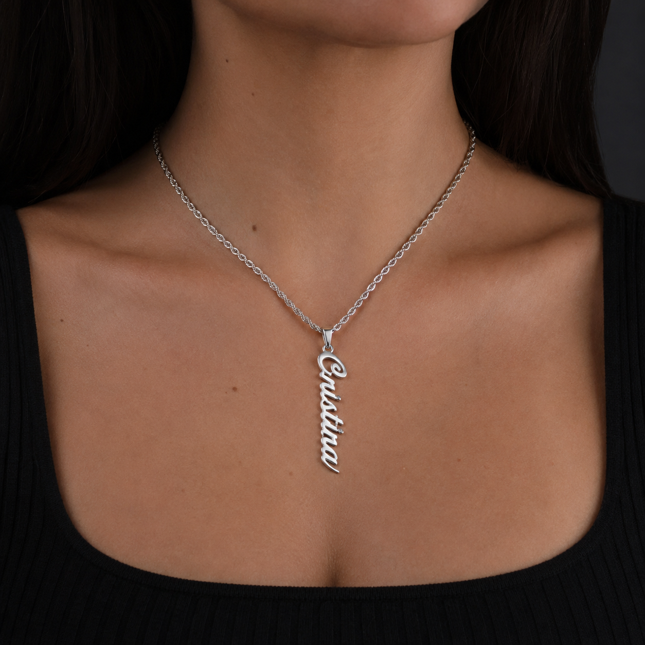 Dije Nombre Personalizado Vertical Cursiva Plata 925 Plata 925 mexicana - MEXA Jewelry