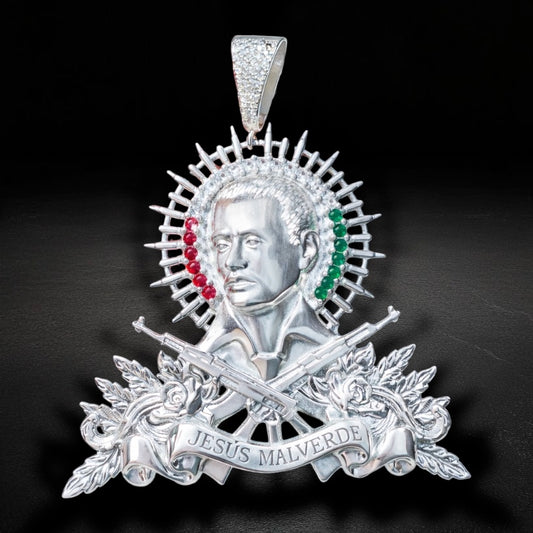 Dije Jesus Malverde XXL 925 Plata
