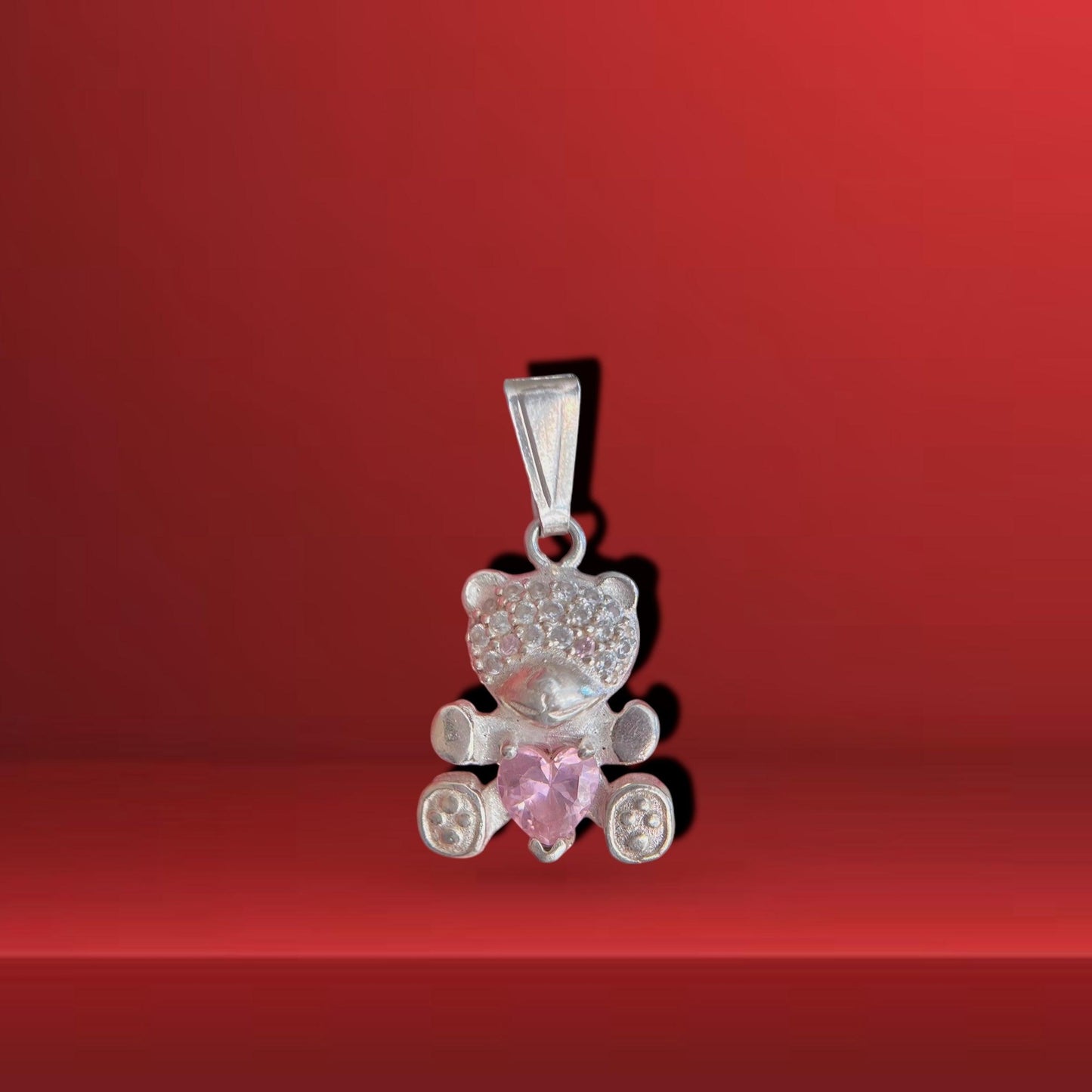 Dije Oso Corazon Rosa 1.25”-DIJES VARIOS-MEXA JEWELRY-[PLATA925]-[Platamexicana]-[Joyeriamexicana]-MEXA JEWELRY