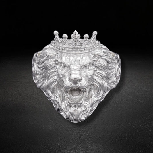Anillo Leon Corona Plata 925
