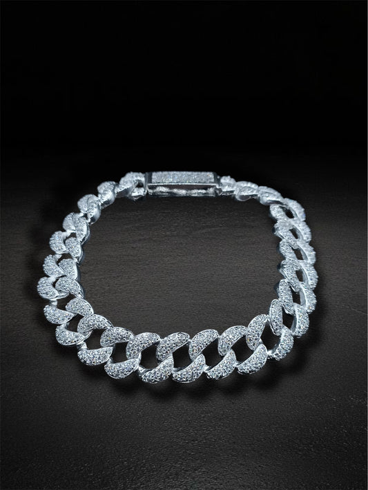 Pulso Eslabón Redondo Zirconia Plata 925