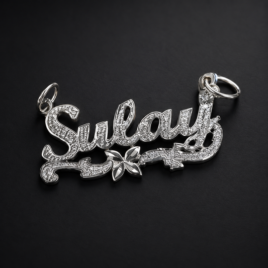 Dije Nombre Personalizado Textura Plata 925 Plata 925 mexicana - MEXA Jewelry