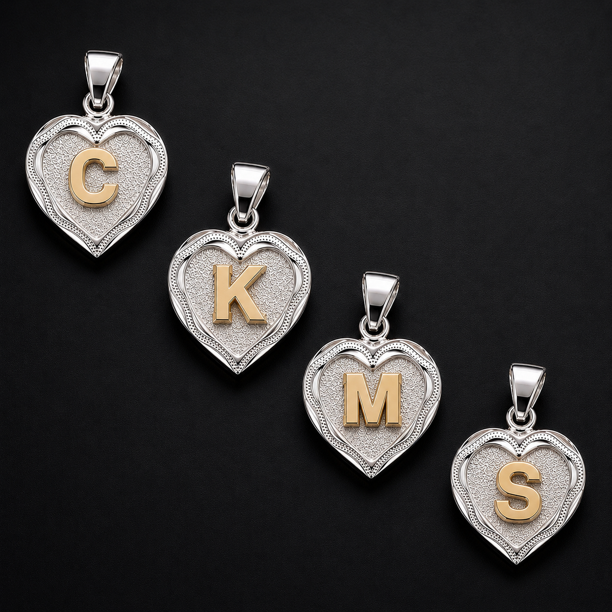 Dije Inicial Personalizada Corazón Plata 925 Plata 925 mexicana - MEXA Jewelry