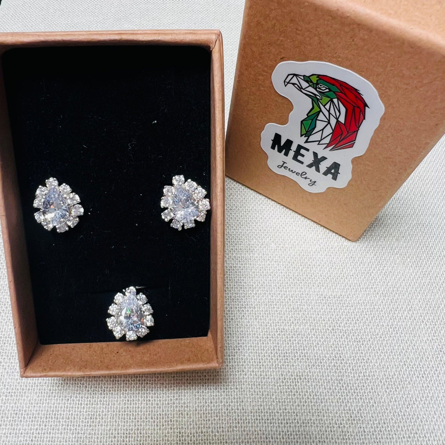 Set Aretes & Dije Gota-SETS DAMA-MEXA JEWELRY-[PLATA925]-[Platamexicana]-[Joyeriamexicana]-MEXA JEWELRY