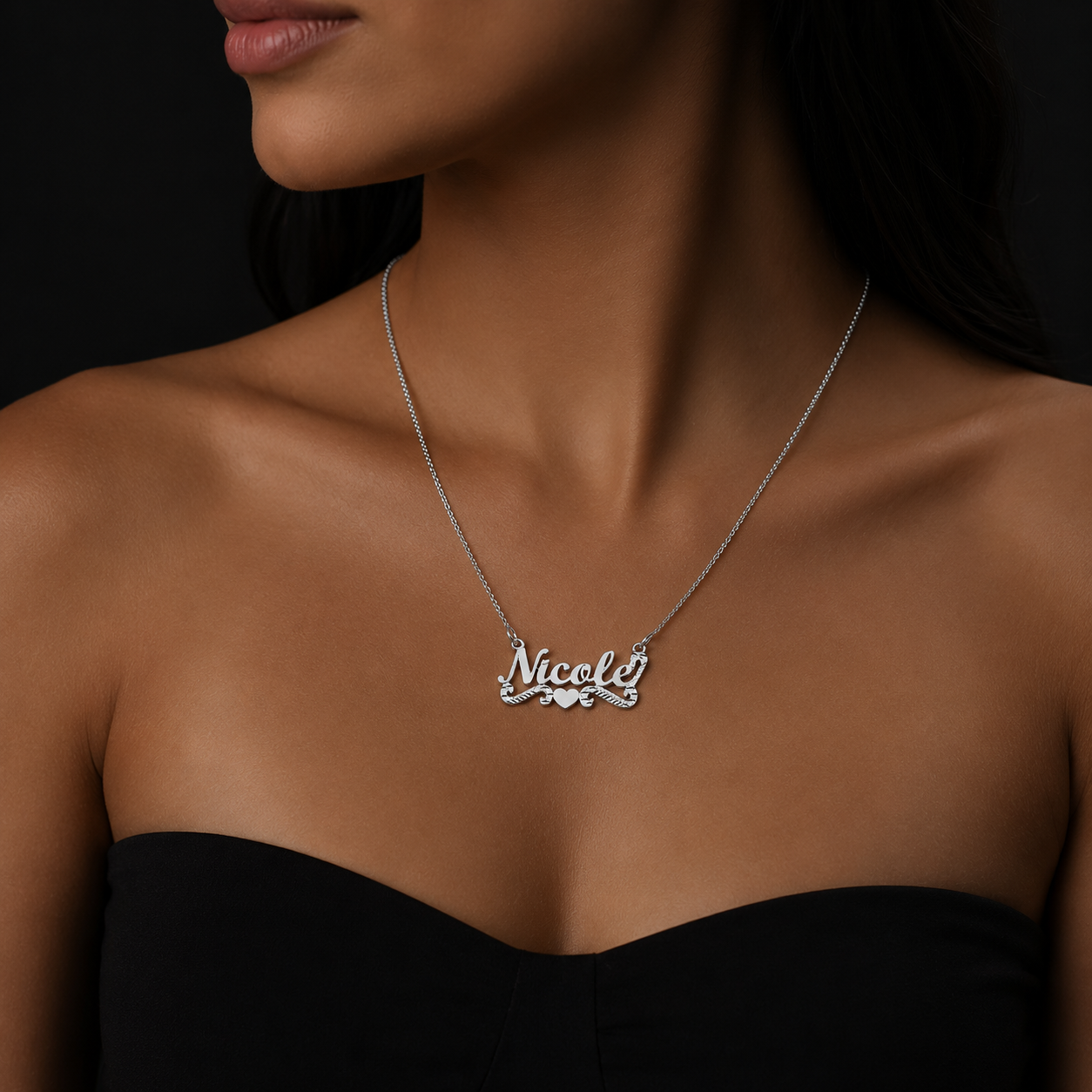 Dije Nombre Personalizado Cursiva Corazón Plata 925 Plata 925 mexicana - MEXA Jewelry