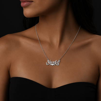 Dije Nombre Personalizado Cursiva Corazón Plata 925 Plata 925 mexicana - MEXA Jewelry