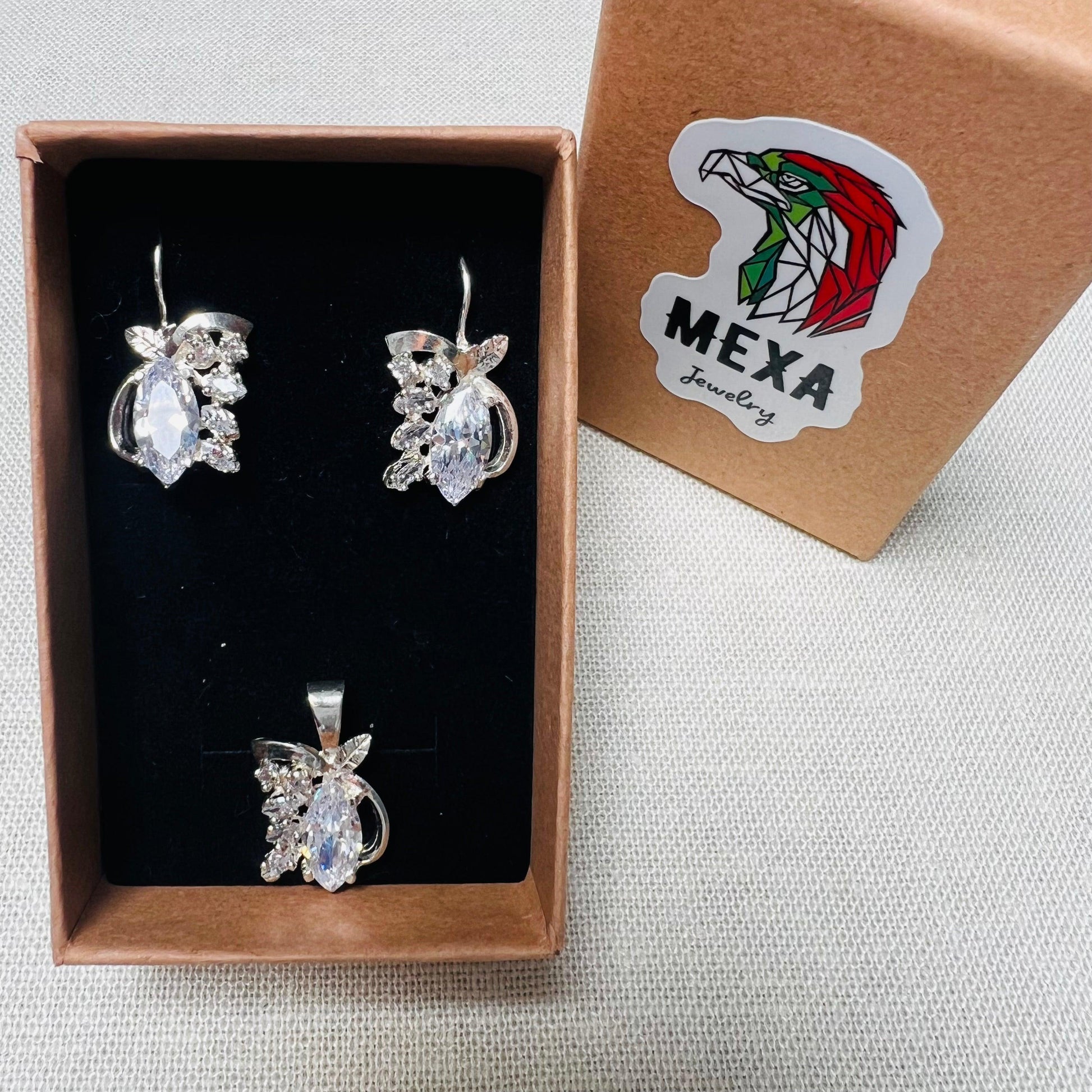 Set Aretes & Dije Gota-SETS DAMA-MEXA JEWELRY-[PLATA925]-[Platamexicana]-[Joyeriamexicana]-MEXA JEWELRY