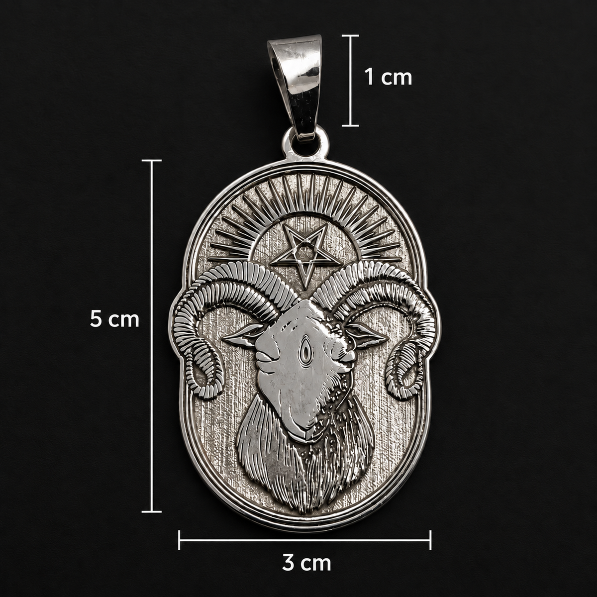 Dije de Carnero con Pentagrama en Plata 925