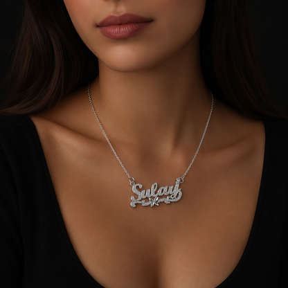 Dije Nombre Personalizado Textura Plata 925 Plata 925 mexicana - MEXA Jewelry