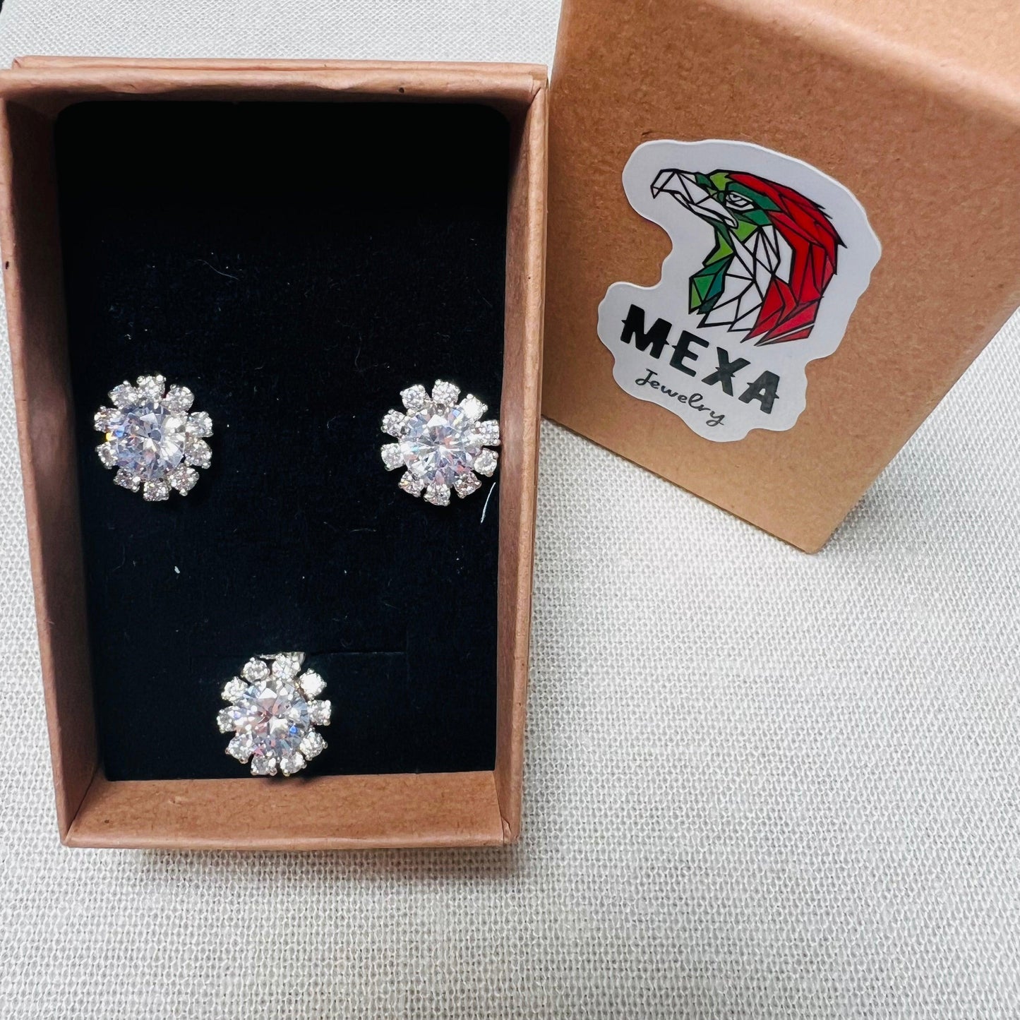 Set Aretes & Dije Flor-SETS DAMA-MEXA JEWELRY-[PLATA925]-[Platamexicana]-[Joyeriamexicana]-MEXA JEWELRY