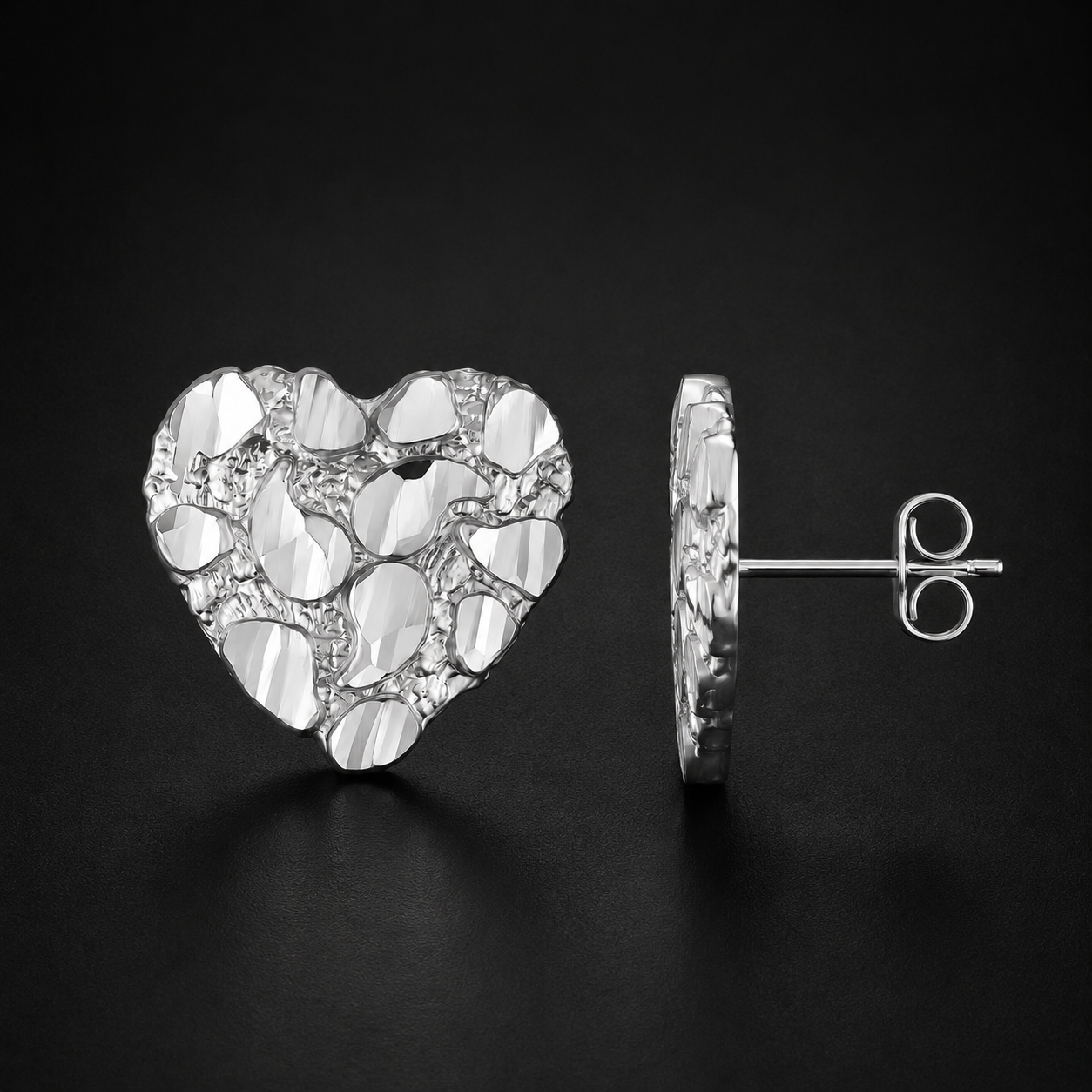 Aretes Corazón Nugget Plata 925