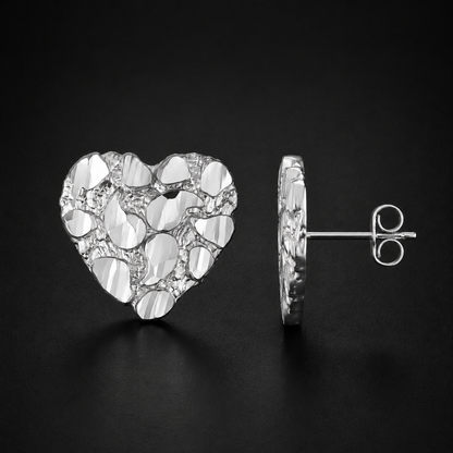 Aretes Corazón Nugget Plata 925