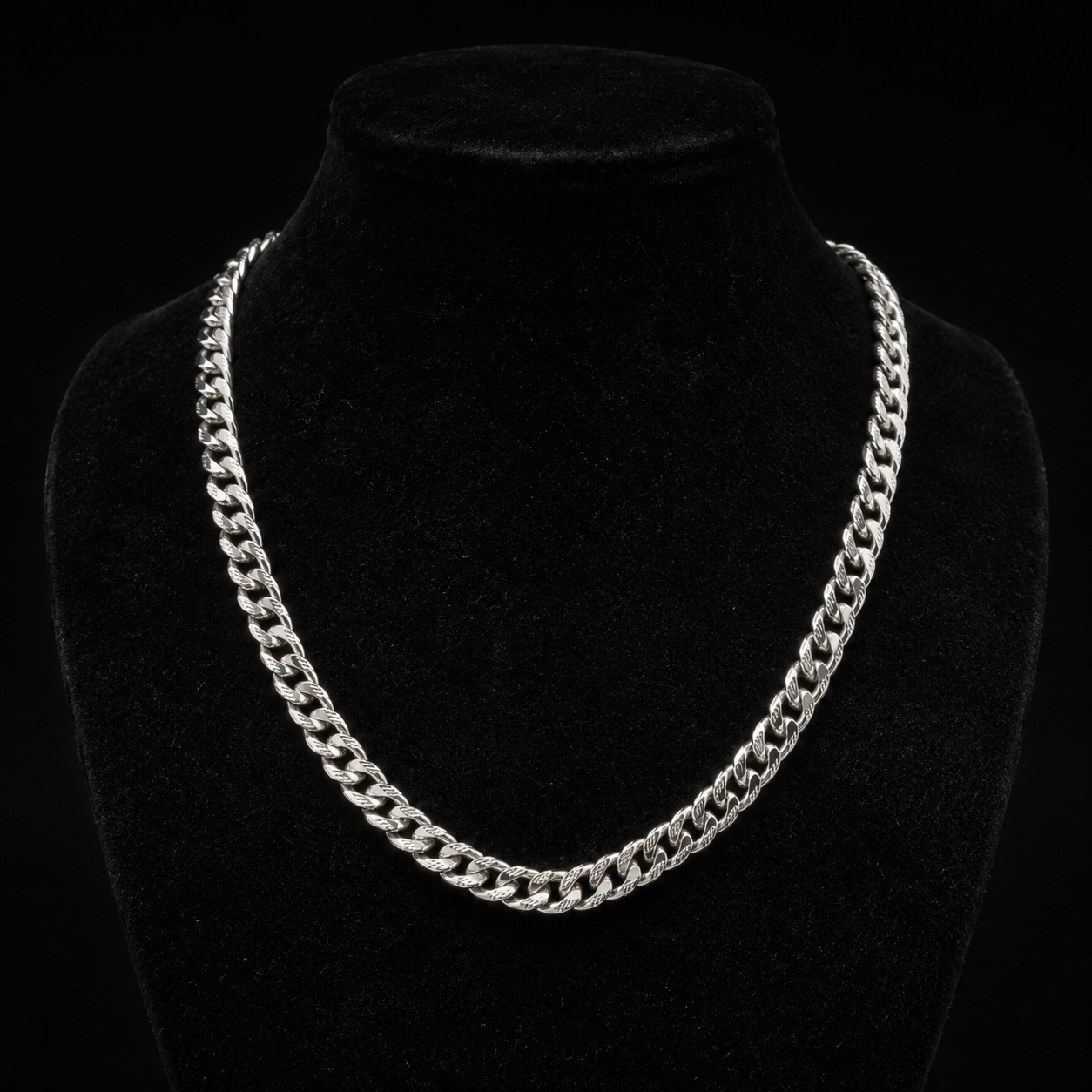 Cadena Cubana Diamantada Hecha a Mano en Plata 925