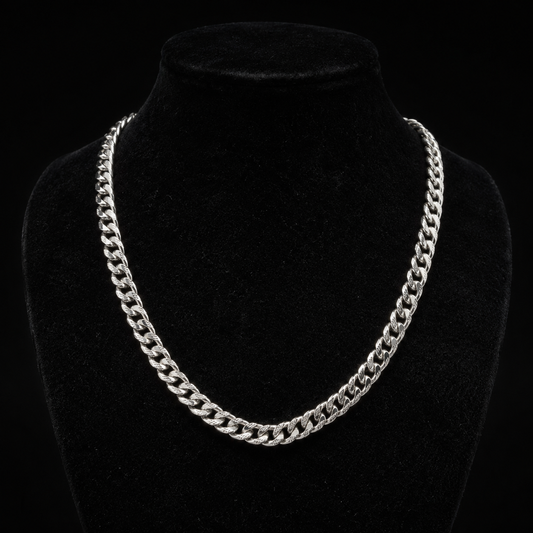 Cadena Cubana Diamantada Hecha a Mano en Plata 925