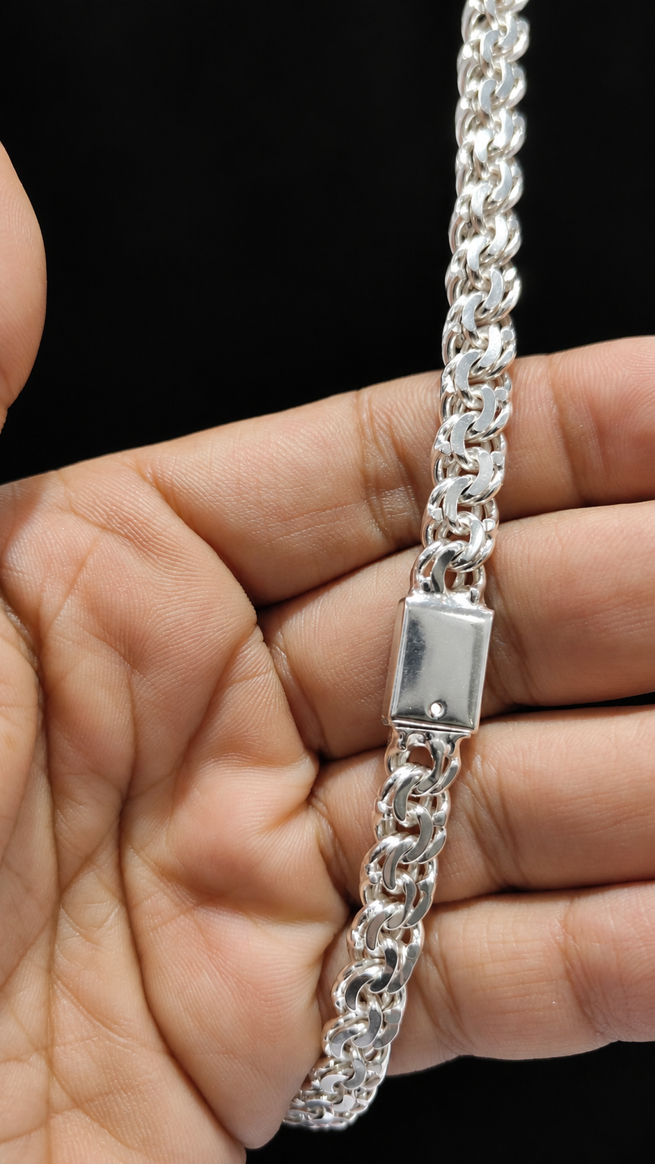 Cadena Tejido Chino Hecha a Mano Plata 925