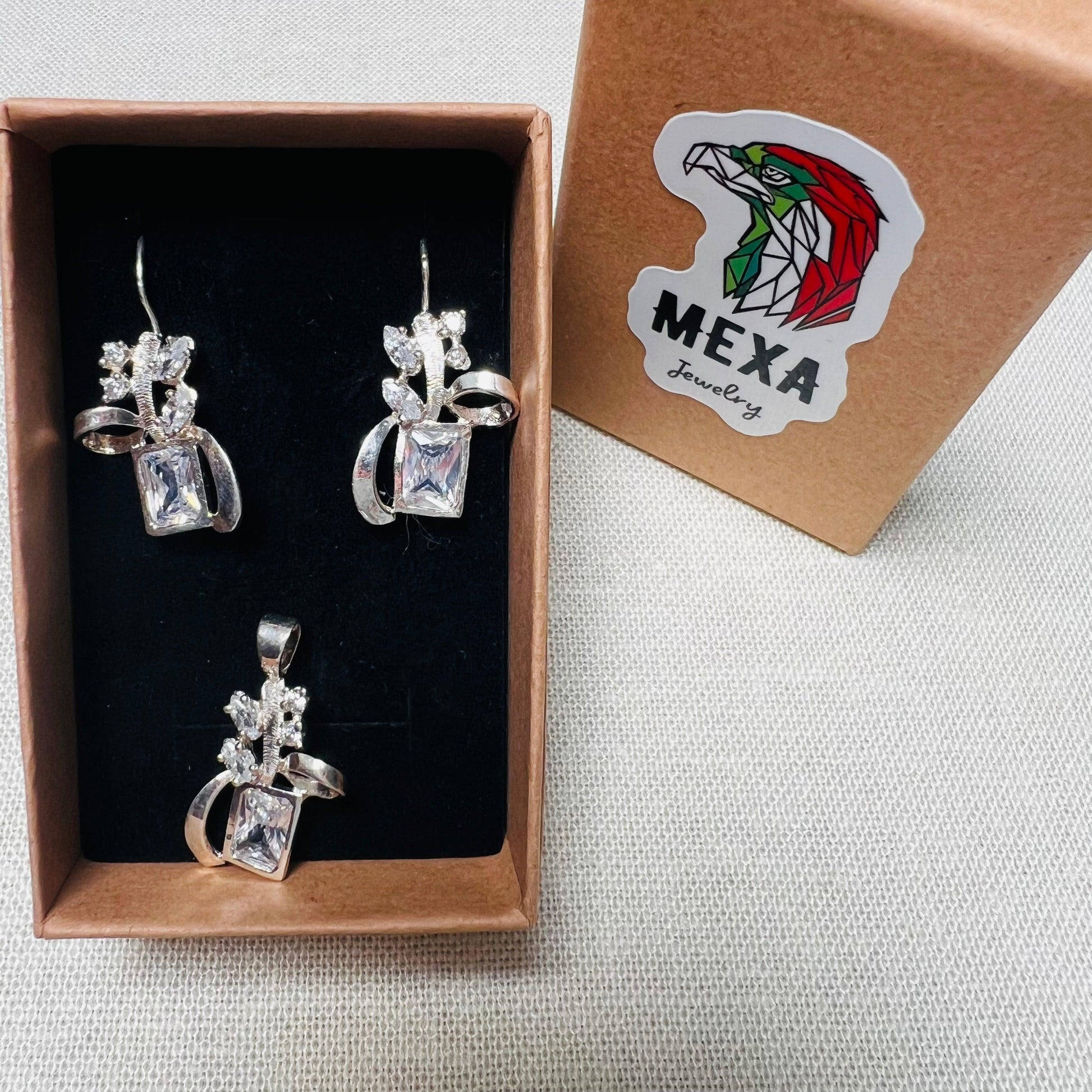 Set Aretes & Dije Cuadro-SETS DAMA-MEXA JEWELRY-[PLATA925]-[Platamexicana]-[Joyeriamexicana]-MEXA JEWELRY