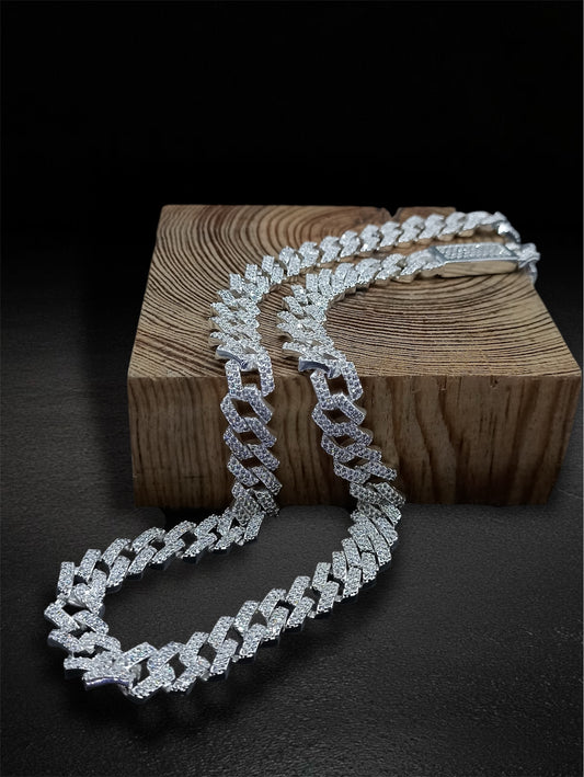 Zirconia Square Link Chain 925 Mexican Silver