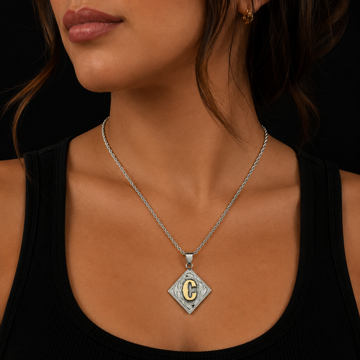 Dije Inicial Personalizada Vaquera Plata 925 Plata 925 mexicana - MEXA Jewelry