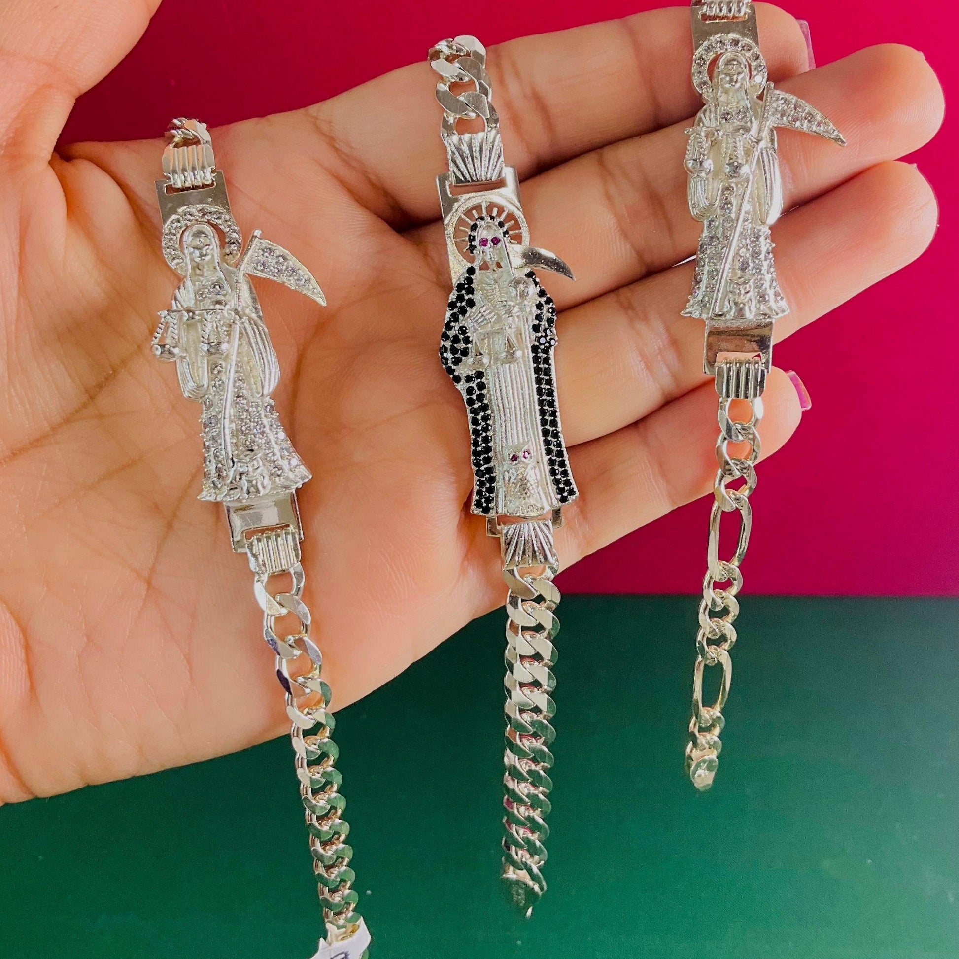 Pulso Santa Muerte 8”-PULSOS-MEXA JEWELRY-[PLATA925]-[Platamexicana]-[Joyeriamexicana]-MEXA JEWELRY