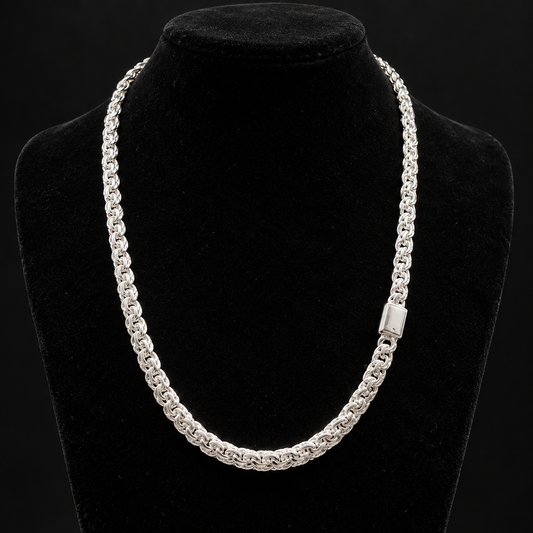 Cadena Tejido Chino Hecha a Mano Plata 925