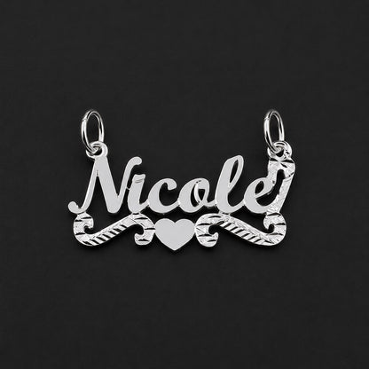 Dije Nombre Personalizado Cursiva Corazón Plata 925 Plata 925 mexicana - MEXA Jewelry