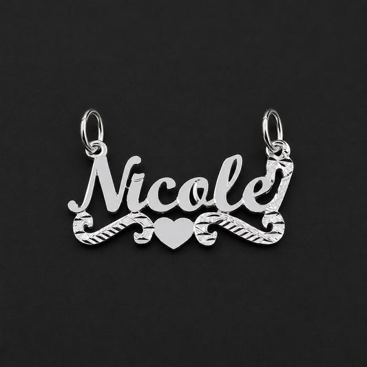 Dije Nombre Personalizado Cursiva Corazón Plata 925 Plata 925 mexicana - MEXA Jewelry
