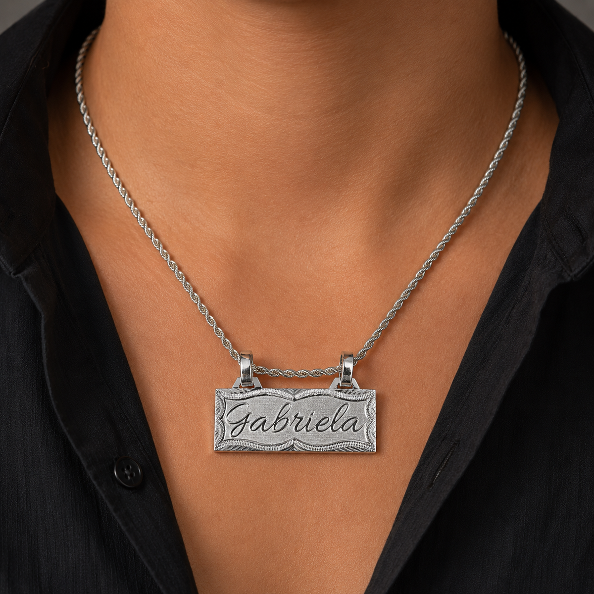 Dije Nombre Personalizado Cursiva Laser Plata 925 Plata 925 mexicana - MEXA Jewelry