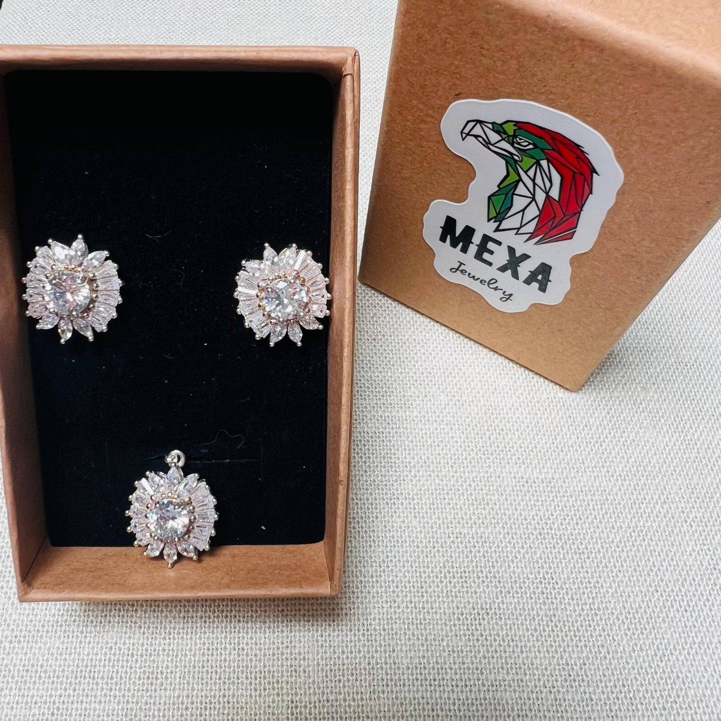 Set Aretes & Dije Circonia-SETS DAMA-MEXA JEWELRY-[PLATA925]-[Platamexicana]-[Joyeriamexicana]-MEXA JEWELRY