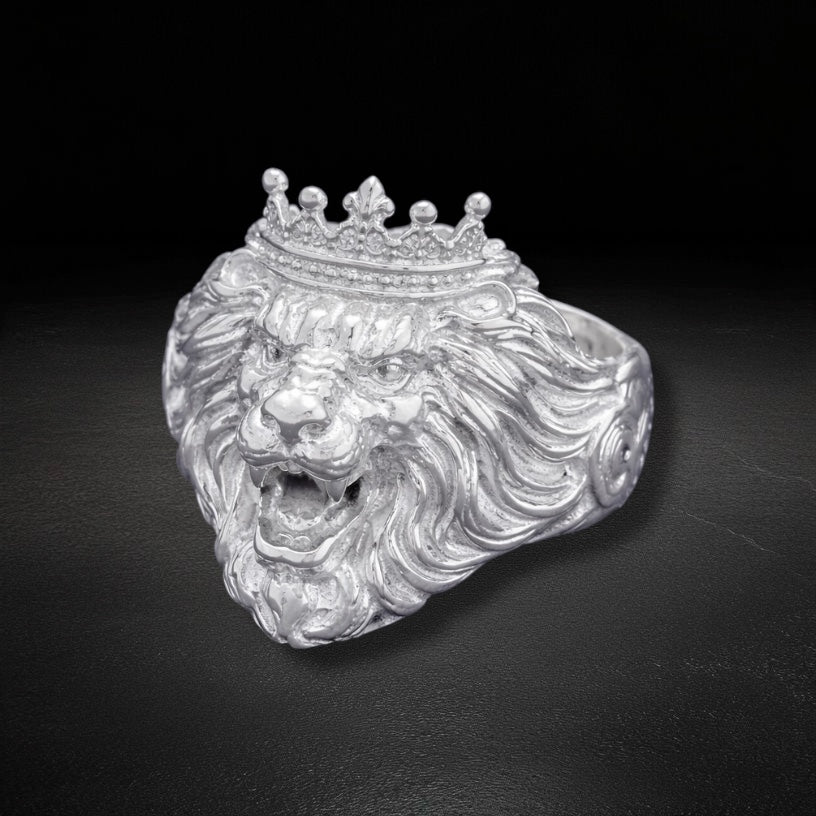 Anillo Leon Corona Plata 925