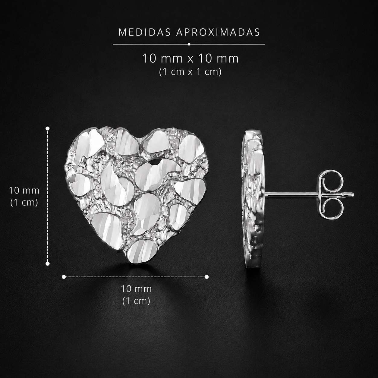 Aretes Corazón Nugget Plata 925
