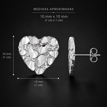 Aretes Corazón Nugget Plata 925