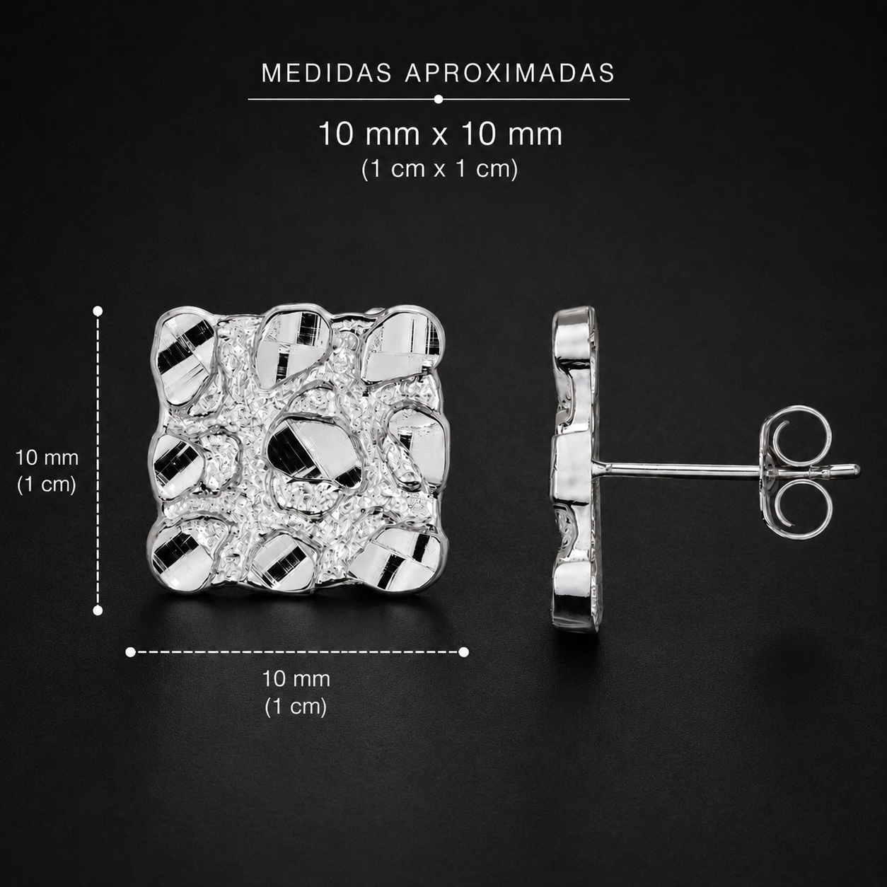 Aretes Cuadro Nugget Plata 925