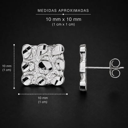 Aretes Cuadro Nugget Plata 925