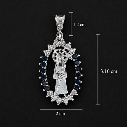 Santa Muerte Pendant Black CZ 925 Silver