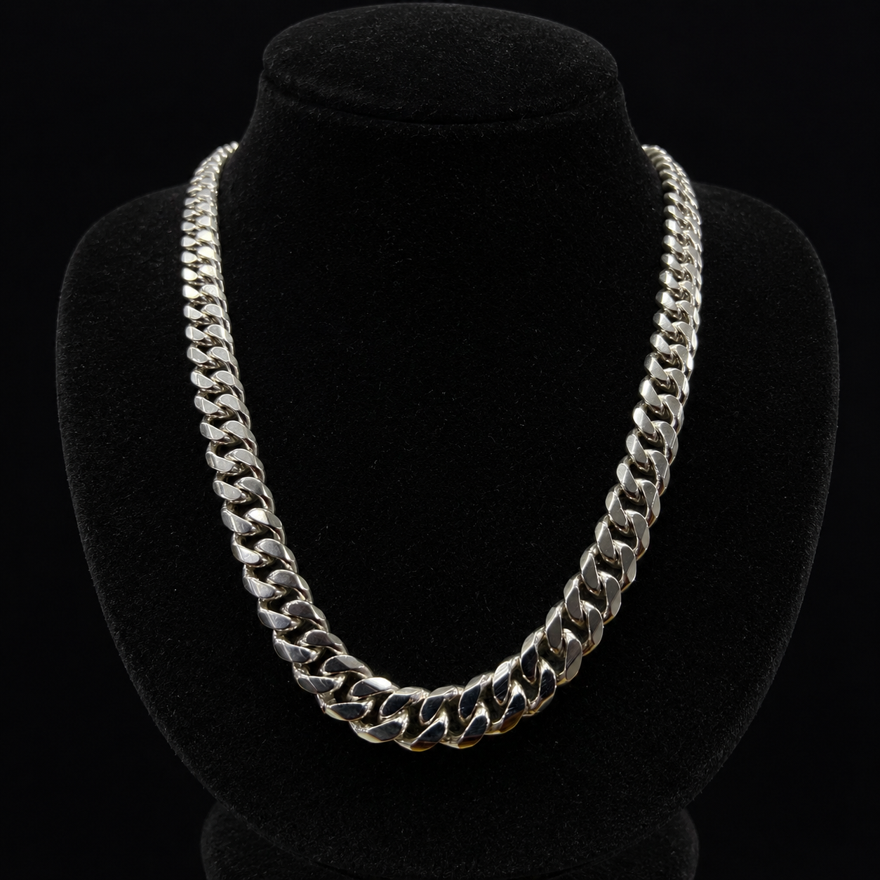 Cadena Cubana Lisa Hecha a Mano Plata 925