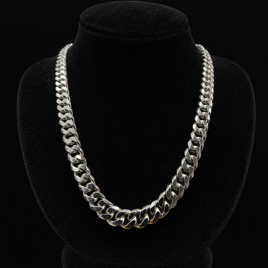 Cadena Cubana Lisa Hecha a Mano Plata 925