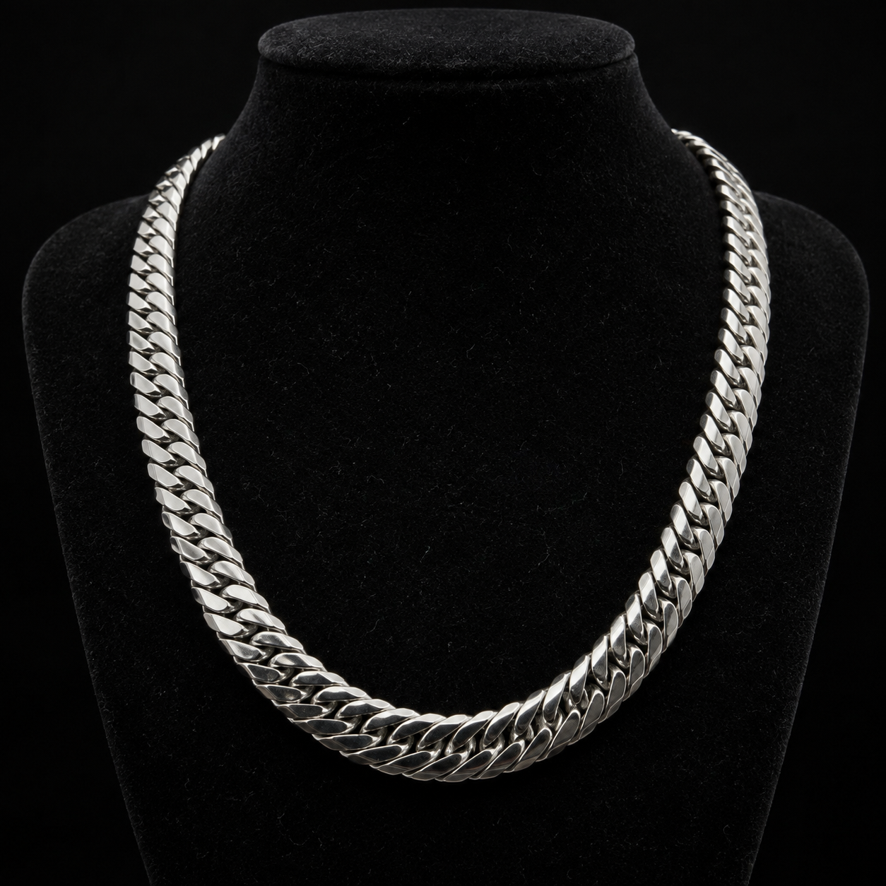 Cadena Cubana Plana Hecha a Mano Plata 925
