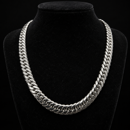Cadena Cubana Plana Hecha a Mano Plata 925